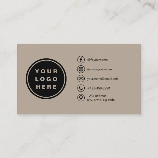 Neutral Beige Modern Minimalist Photo with QR Code Visitekaartje (Achterkant)