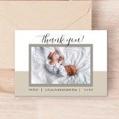 Neutral Beige New Born Baby bedankje Bedankkaart