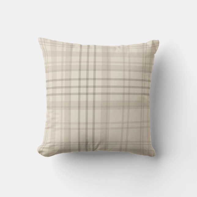 Neutral Beige Plaid Kussen (Voorkant)