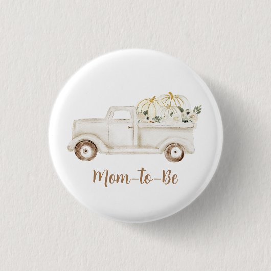 Neutral Beige Pompoen Moeder om Baby shower te zij Ronde Button 3,2 Cm (Voorkant)