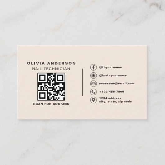 Neutral Beige QR Code Hair Salon Loyalty Card (Achterkant)