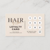 Neutral Beige QR Code Hair Salon Loyalty Card (Voorkant)