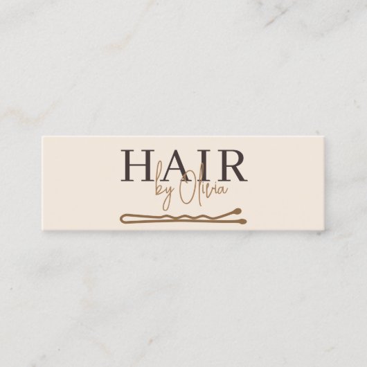 Neutral Beige QR Code Hair Stylist Modern Mini Visitekaartje (Voorkant)