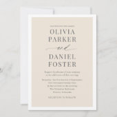 Neutral Beige QR Code Photo Minimalist Wedding Kaart (Voorkant)