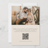 Neutral Beige QR Code Photo Minimalist Wedding Kaart (Achterkant)