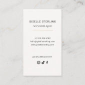 Neutral Beige Real Estate Agent Minimal Modern Visitekaartje (Achterkant)