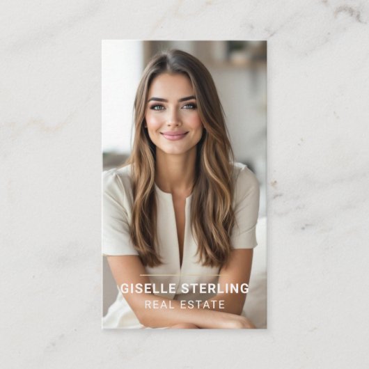 Neutral Beige Real Estate Agent Minimal Modern Visitekaartje (Voorkant)