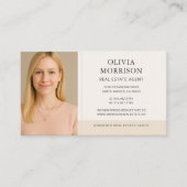 Neutral Beige Real Estate Agent Photo Visitekaartje (Voorkant)