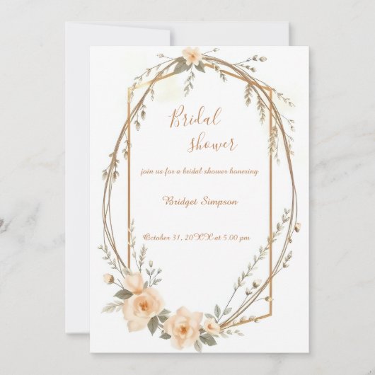 Neutral Beige Rustic Floral krans Vrijgezellenfees Kaart (Voorkant)