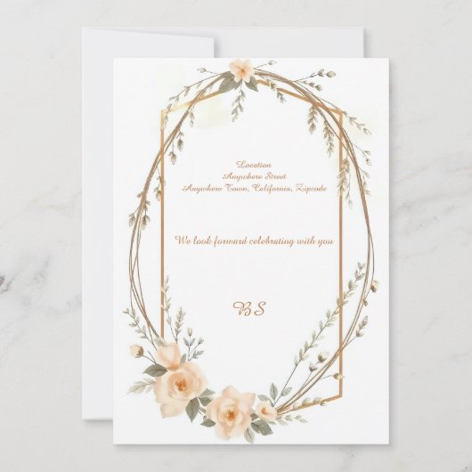 Neutral Beige Rustic Floral krans Vrijgezellenfees Kaart (Achterkant)