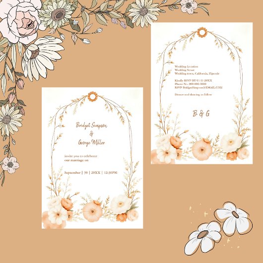 Neutral Beige Rustic Floral Lijst bruiloft