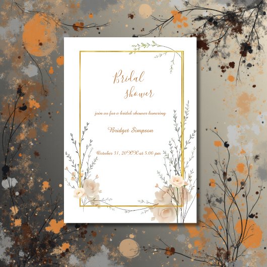 Neutral Beige Rustic Floral Vrijgezellenfeest Kaart