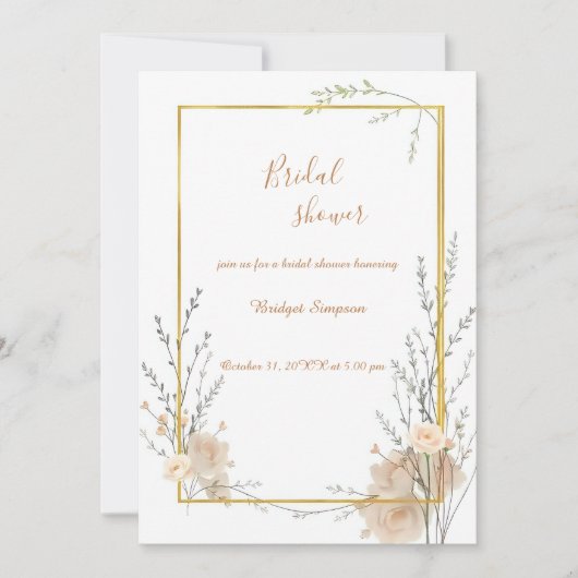 Neutral Beige Rustic Floral Vrijgezellenfeest Kaart (Voorkant)