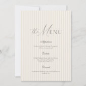 Neutral Beige Stripe Wedding Menu Kaart (Voorkant)
