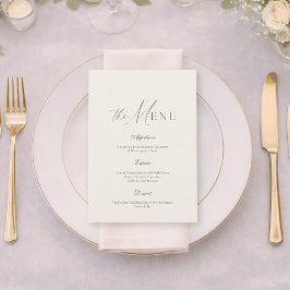 Neutral Beige Stripe Wedding Menu Kaart