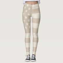 Neutral Beige, Tan, & White American Flag Earthy 