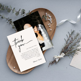 Neutral Black and White Minimalist Wedding Bedankkaart