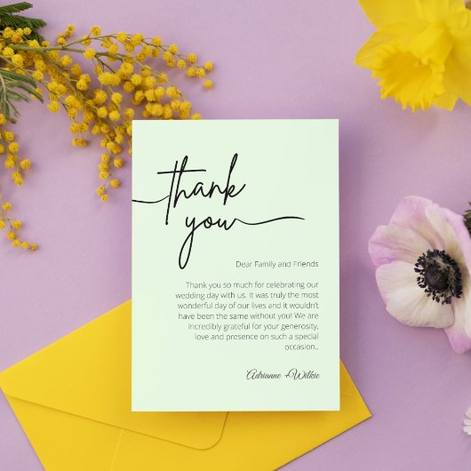 Neutral Black and White Minimalist Wedding Bedankkaart