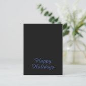 Neutral Black & Blue Plain Elegant Happy Holidays Briefkaart (Staand voorkant)