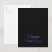 Neutral Black & Blue Plain Elegant Happy Holidays Briefkaart (Voorkant / Achterkant)