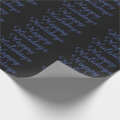 Neutral Black & Blue Plain Elegant Happy Holidays Cadeaupapier (Hoek)