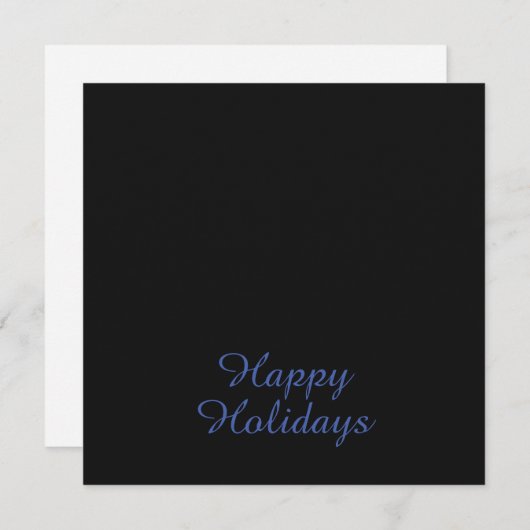Neutral Black & Blue Plain Elegant Happy Holidays Feestdagenkaart (Voorkant / Achterkant)