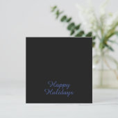 Neutral Black & Blue Plain Elegant Happy Holidays Feestdagenkaart (Staand voorkant)