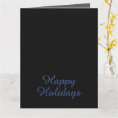 Neutral Black & Blue Plain Elegant Happy Holidays Kaart (Gele Bloem)