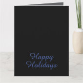 Neutral Black & Blue Plain Elegant Happy Holidays Kaart (Voorkant)