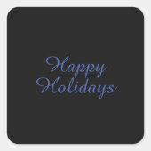 Neutral Black & Blue Plain Elegant Happy Holidays Vierkante Sticker (Voorkant)
