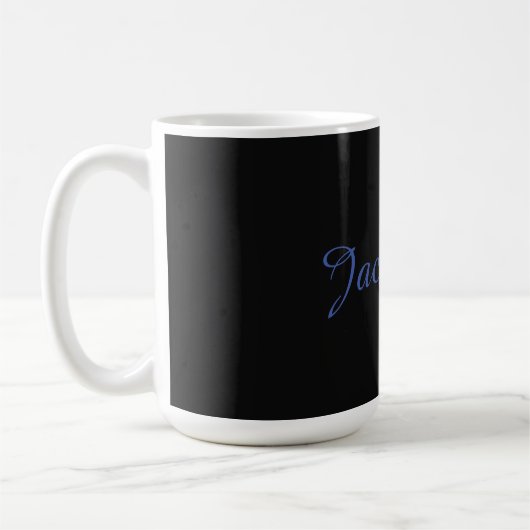 Neutral Black & Blue Plain Elegant Modern Own Name Koffiemok (Links)