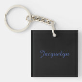 Neutral Black & Blue Plain Elegant Modern Own Name Sleutelhanger (voorkant)