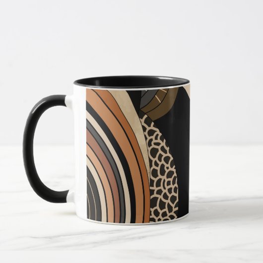 Neutral Black Oranje Modern Boho Mok (Links)