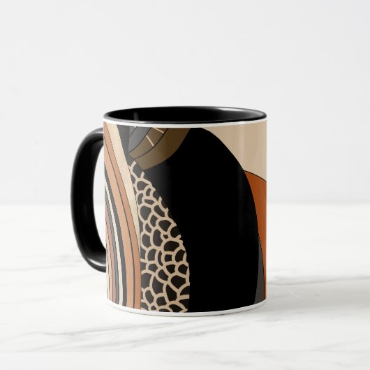 Neutral Black Oranje Modern Boho Mok (Voorkant links)