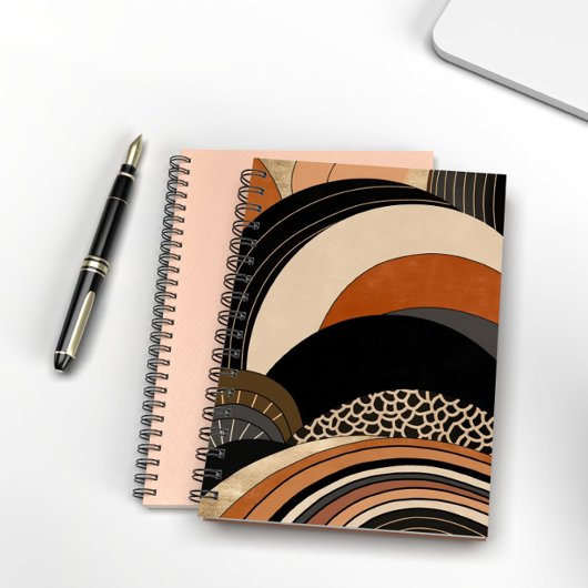 Neutral Black Oranje Modern Boho Notitieboek