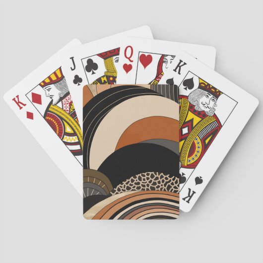 Neutral Black Oranje Modern Boho Pokerkaarten (Achterkant)