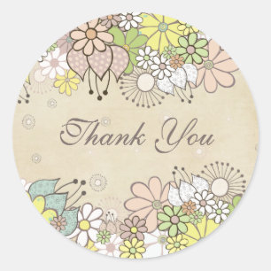 Neutral Blooms White Gift Bedankt Label Sticker