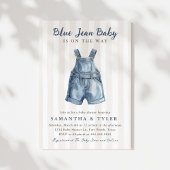 Neutral Blue Jean Baby On The Way Baby Shower Kaart