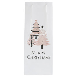 Neutral Blush Christmas Tree Holiday Gift Bag Wijn Cadeautas