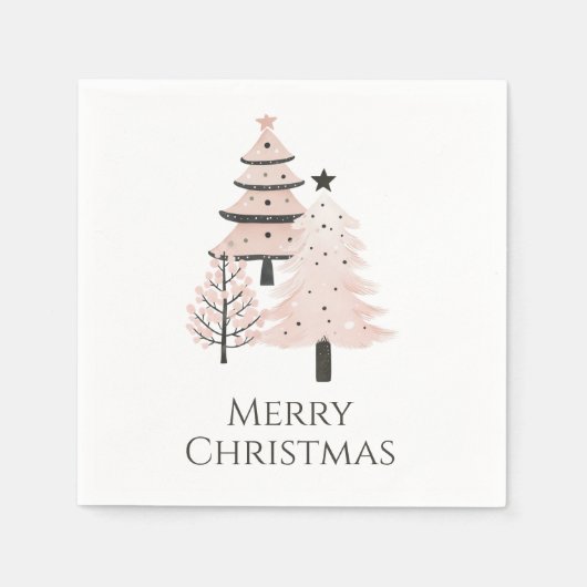 Neutral Blush Christmas Tree Paper Napkins Servet (Voorkant)