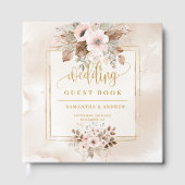 Neutral Blush en Gold Boho bruiloft gastenboek (Voorkant)