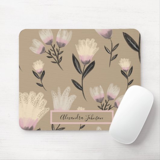 Neutral Blush Floral | Modern Botanical Muismat (Met muis)