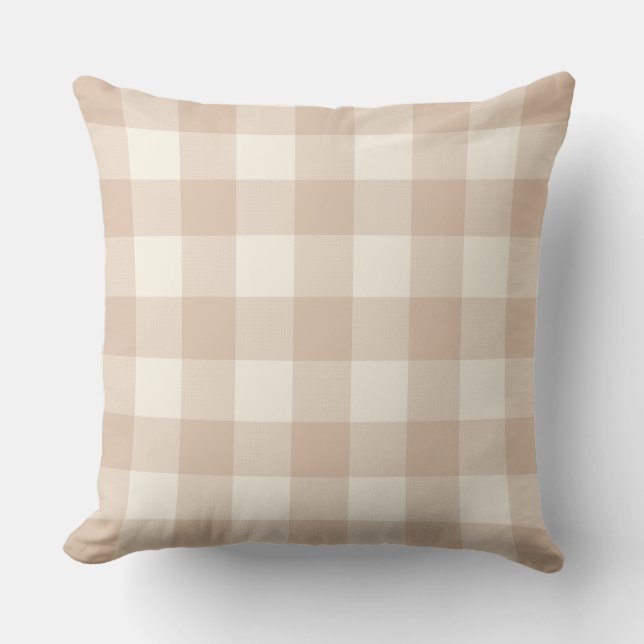 Neutral Blush Gingham Check Plaid Kussen (Voorkant)