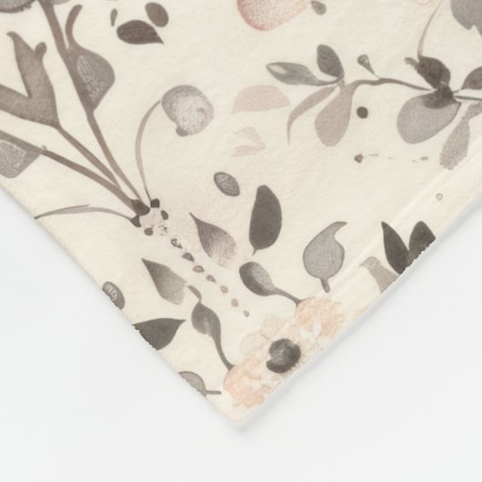 Neutral Blush Gray Botanical Fleece Blanket (Hoek)