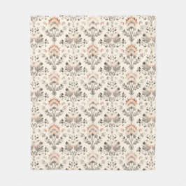 Neutral Blush Gray Botanical Fleece Blanket Deken