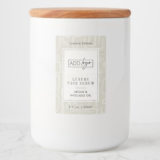 Neutral Bohemian Beige Waterproof Product Label Voedselcontainer Etiket (Voorkant)