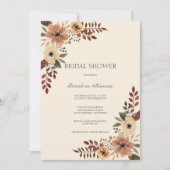 Neutral Bohemian Floral Bridal Shower  Kaart (Voorkant)