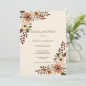 Neutral Bohemian Floral Bridal Shower  Kaart (Staand voorkant)