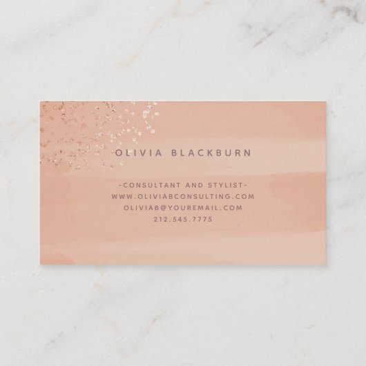 Neutral Boho | Abstract Waterverf en Roos goud Visitekaartje (Achterkant)