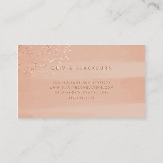 Neutral Boho | Abstract Waterverf en Roos goud Visitekaartje (Achterkant)